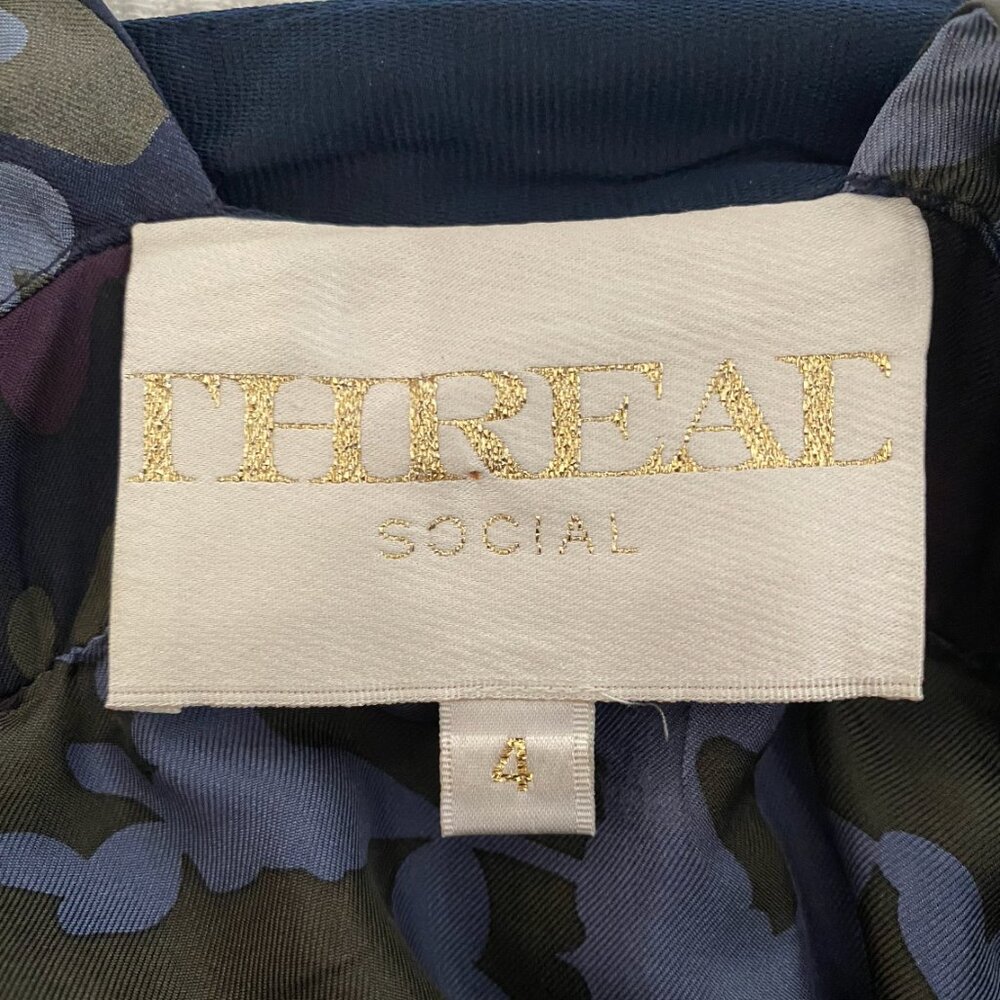 Thread Social Size 4 Silk Fitted Blue Dress - Picture 4 of 4